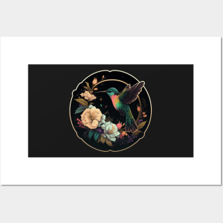 Hummingbird and Flowers Posters and Art